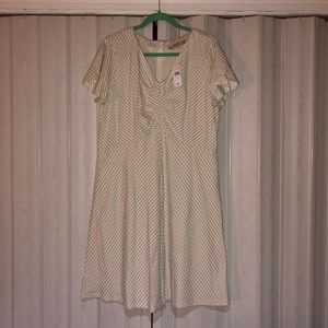 NWT Loft White and Black striped Dress, Size 18